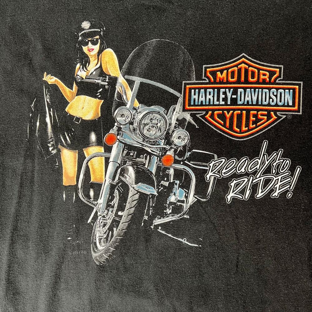 Harley-Davidson Ready to Ride Biker Babe Morgantown WV 2014 Graphic T-Shirt L - Picture 3 of 11